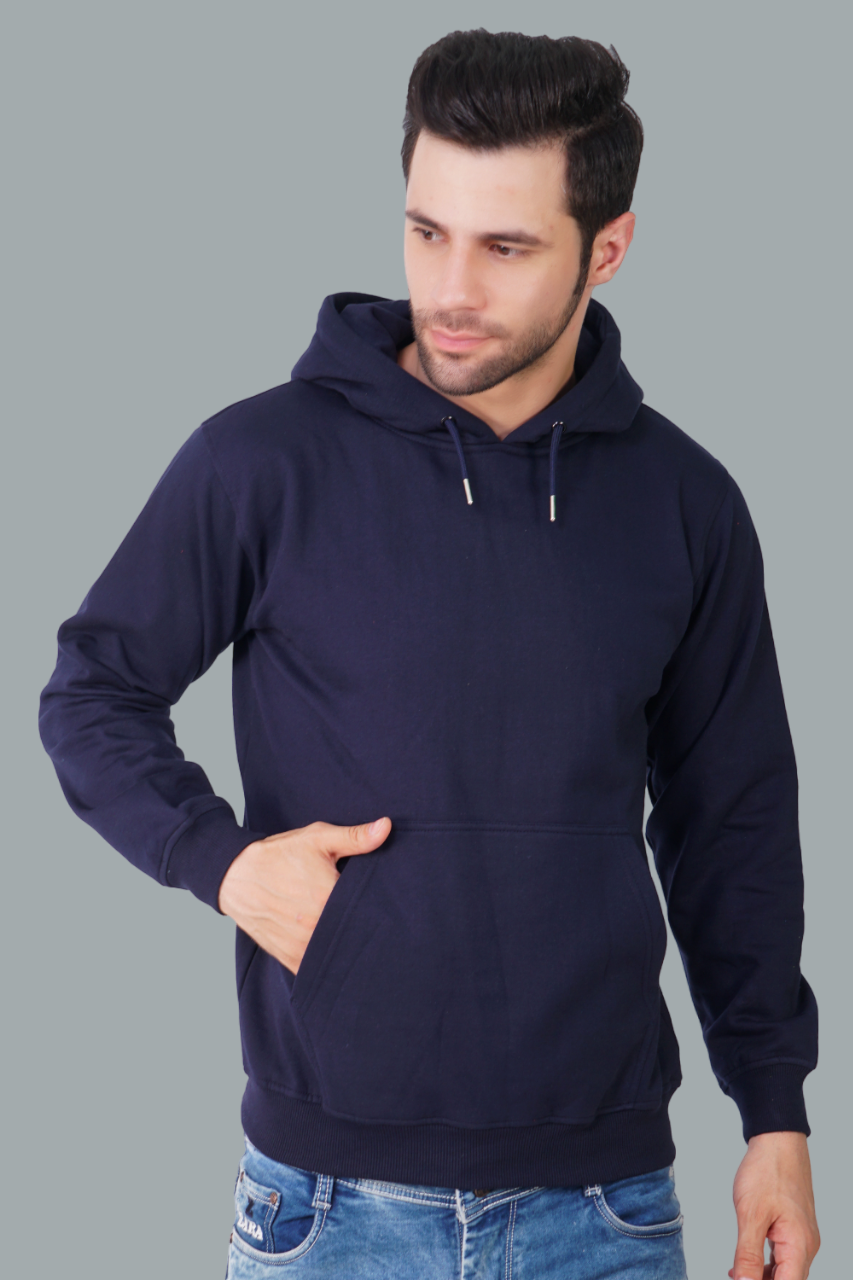 Cotton Fleece Hooded Hoodie for Winter with Stylish Kangaroo Pocket Full Sleeves Sweatshirt
