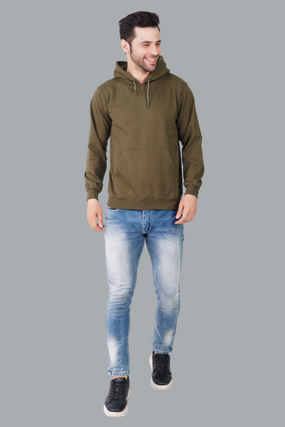 Cotton Fleece Hooded Hoodie for Winter with Stylish Kangaroo Pocket Full Sleeves Sweatshirt