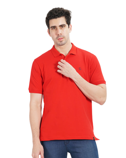 Royal Look Cotton Lycra Premium Polo T-Shirt for Men (Red)