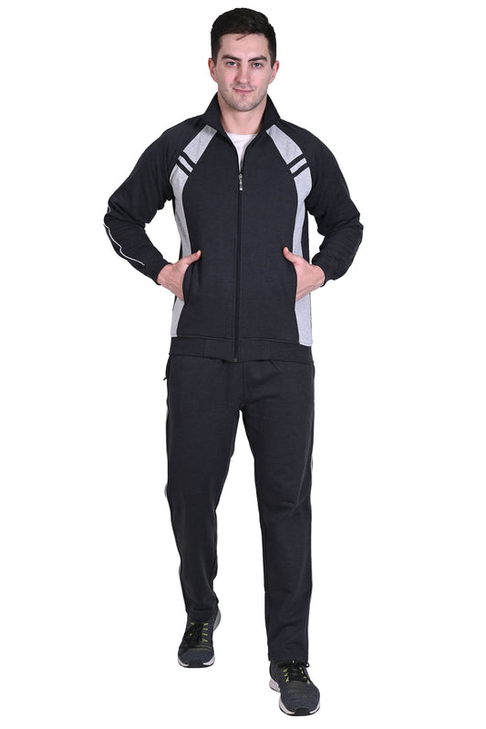 Warm Cotton Fleece Track Suit For Men For Winter Wear With Full Zipper