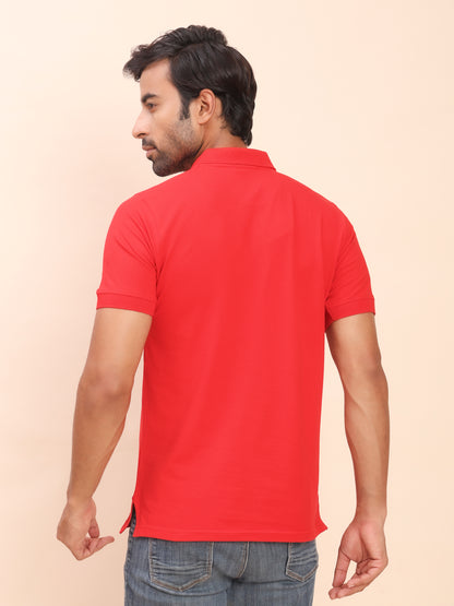 Royal Look Cotton Lycra Premium Polo T-Shirt for Men (Red)