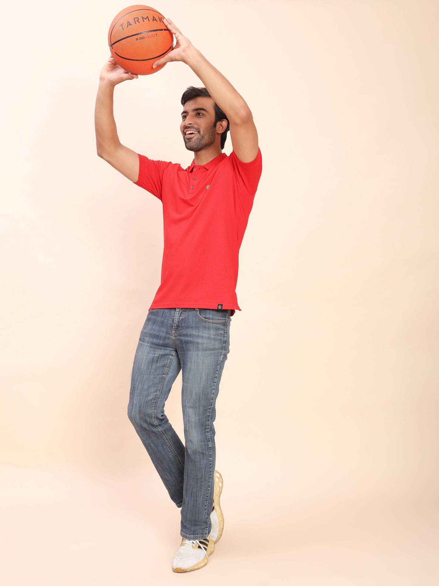 Royal Look Cotton Lycra Premium Polo T-Shirt for Men (Red)